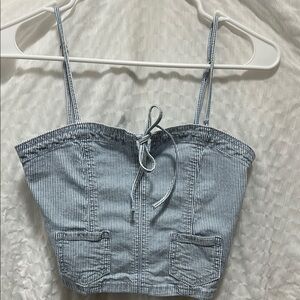 American Eagle Outfitters Blue Sleeveless Tie Front Denim Camisole